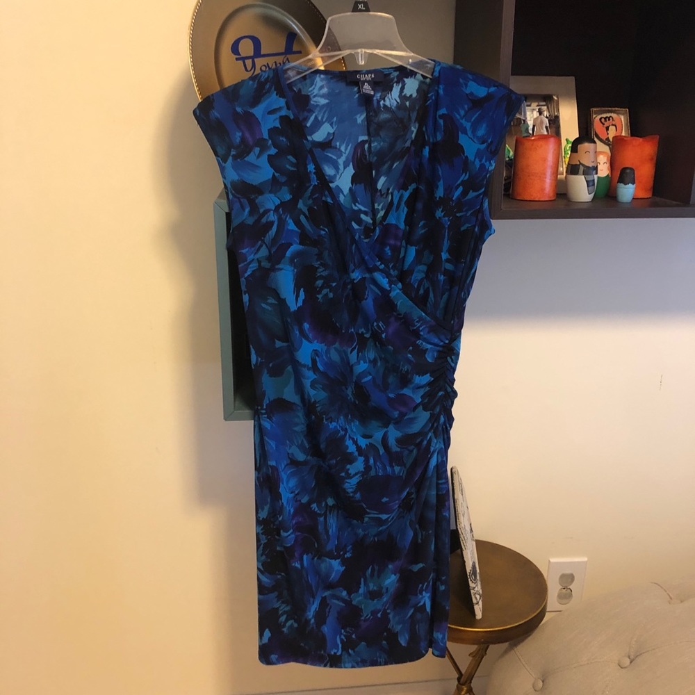 chaps wrapped blue floral dress-Petite Large